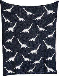 Navy Cotton Knit Dinosaur Throw Baby Blanket