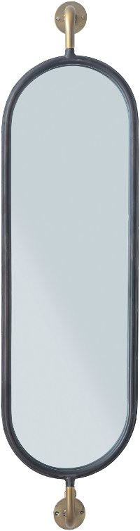 Blue Enamel Wall Mount Mirror with Gold Brackets