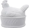 Clearance White Ceramic Chicken Covered Dish