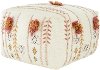 Cream Embroidered Pouf with Applique and Fringe