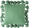 Green Cotton Throw Pillow with Tassels