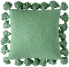 Green Cotton Throw Pillow with Tassels