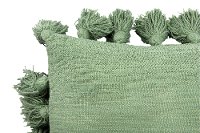 Green Cotton Throw Pillow with Tassels-3