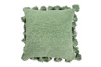 Green Cotton Throw Pillow with Tassels-6