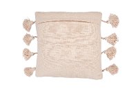 Pink Cotton Embroidered Throw Pillow with Tassels-2