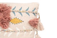 Pink Cotton Embroidered Throw Pillow with Tassels-3