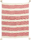 Red Woven Striped Throw Blanket with Tassels