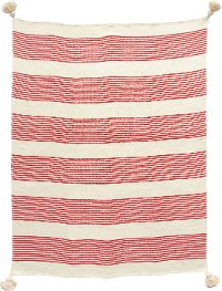 Red Woven Striped Throw Blanket with Tassels