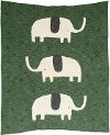 Green Elephant Cotton Knit Baby Throw Blanket