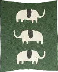 DF1712/GRNBLNKT Green Elephant Cotton Knit Baby Throw Blanket
