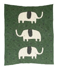Green Elephant Cotton Knit Baby Throw Blanket