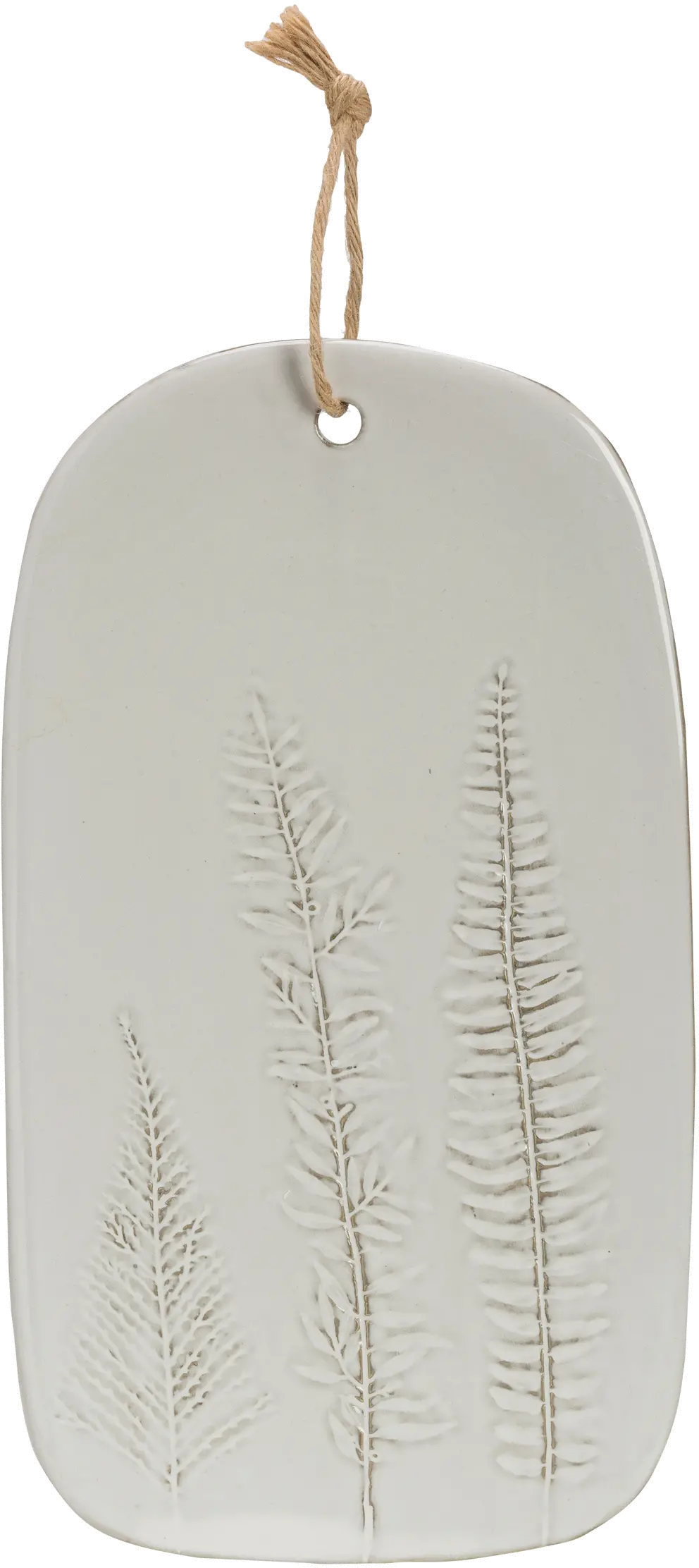 White Porcelain Serving Board with Frond Impressions-1