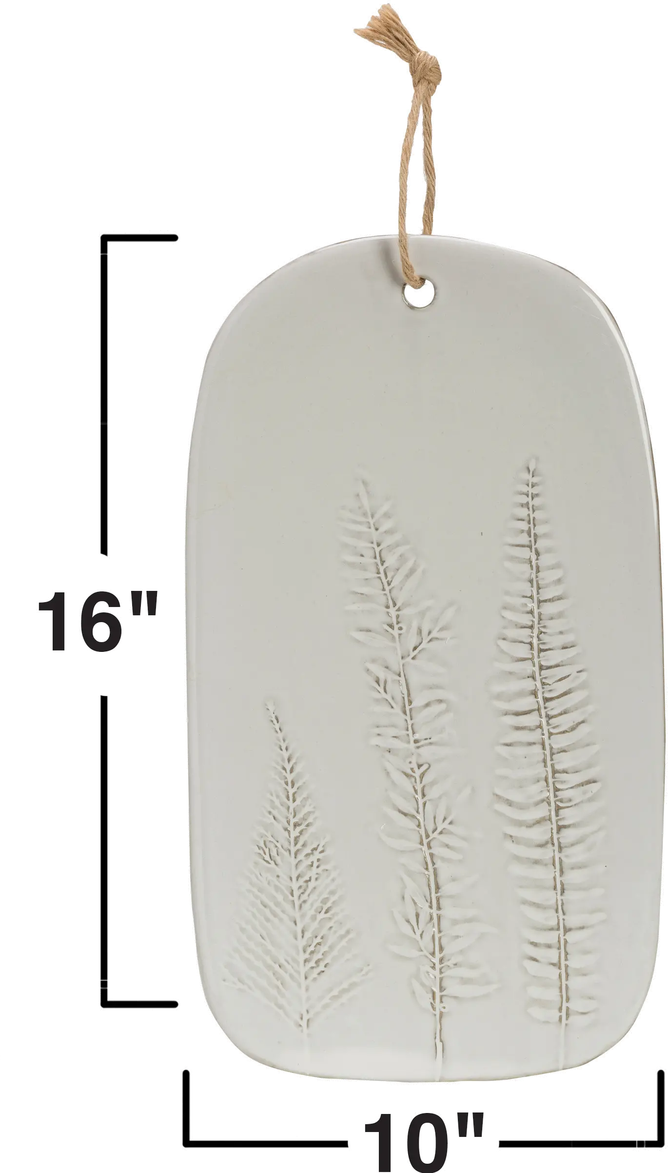 White Porcelain Serving Board with Frond Impressions-2