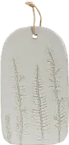 White Porcelain Serving Board with Frond Impressions