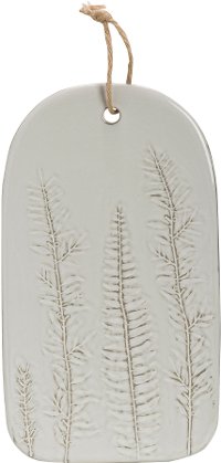 White Porcelain Serving Board with Frond Impressions