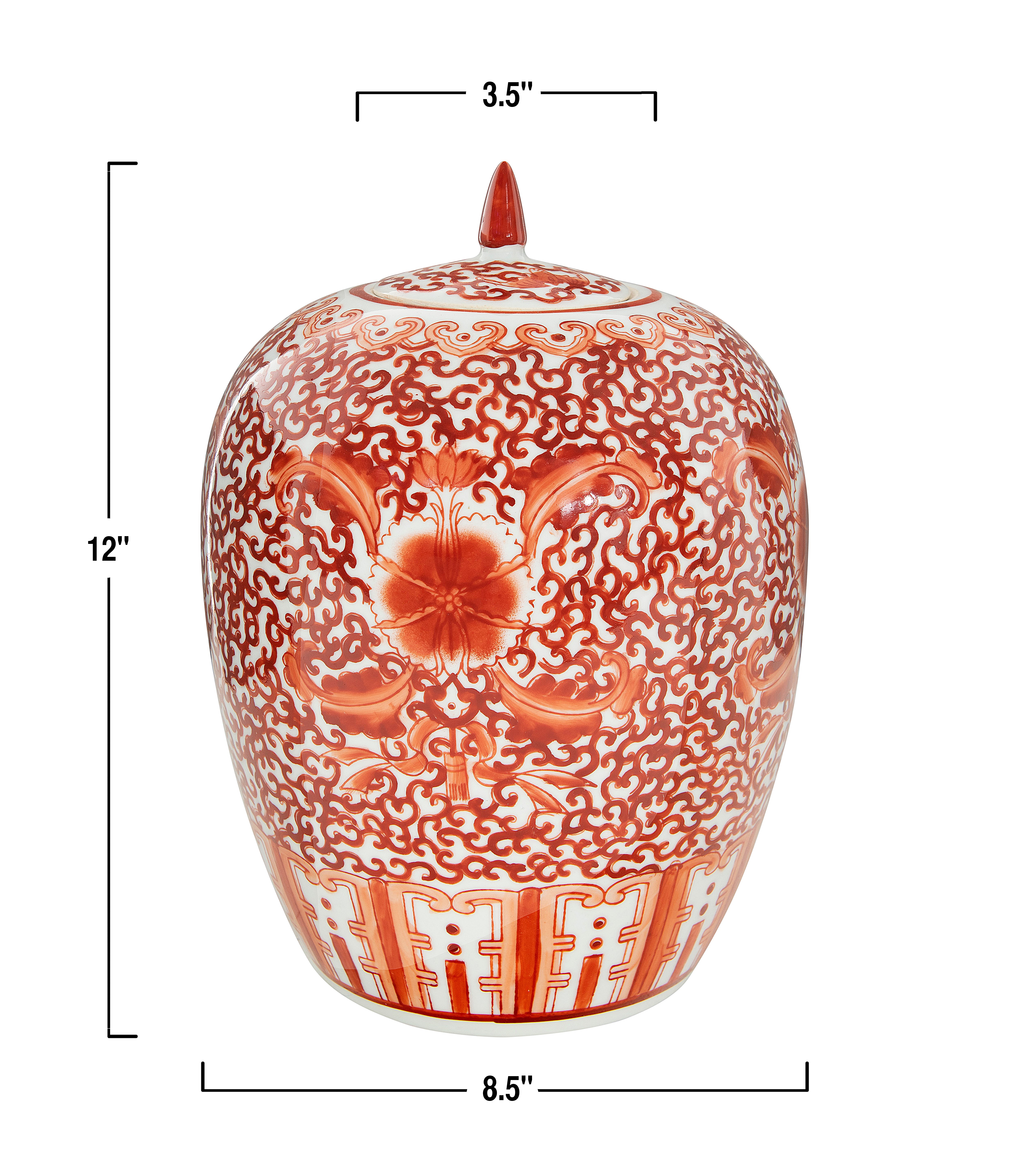 Coral Vintage Reproduction Stoneware Lidded Ginger Jar-4
