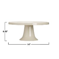 Off White Stoneware Cake Pedestal with Pink Flowers-2