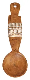 Clearance Mango Wood Fish Shaped Spoon with White Pattern