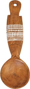 Mango Wood Fish Shaped Spoon with White Pattern