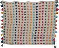 Multi Color Dot Cotton Throw Blanket with Tassels