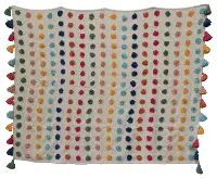 Multi Color Dot Cotton Throw Blanket with Tassels