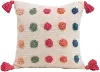 Clearance Multi Color Tufted Dots Woven Cotton Throw Pillow with Tassels