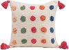 Multi Color Tufted Dots Woven Cotton Throw Pillow with Tassels
