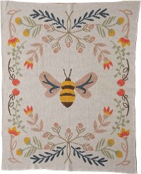 Multi Color Cotton Knit Baby Blanket with Bee