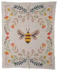 Multi Color Cotton Knit Baby Blanket with Bee