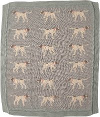 Blue Cotton Knit Dog Baby Blanket Throw