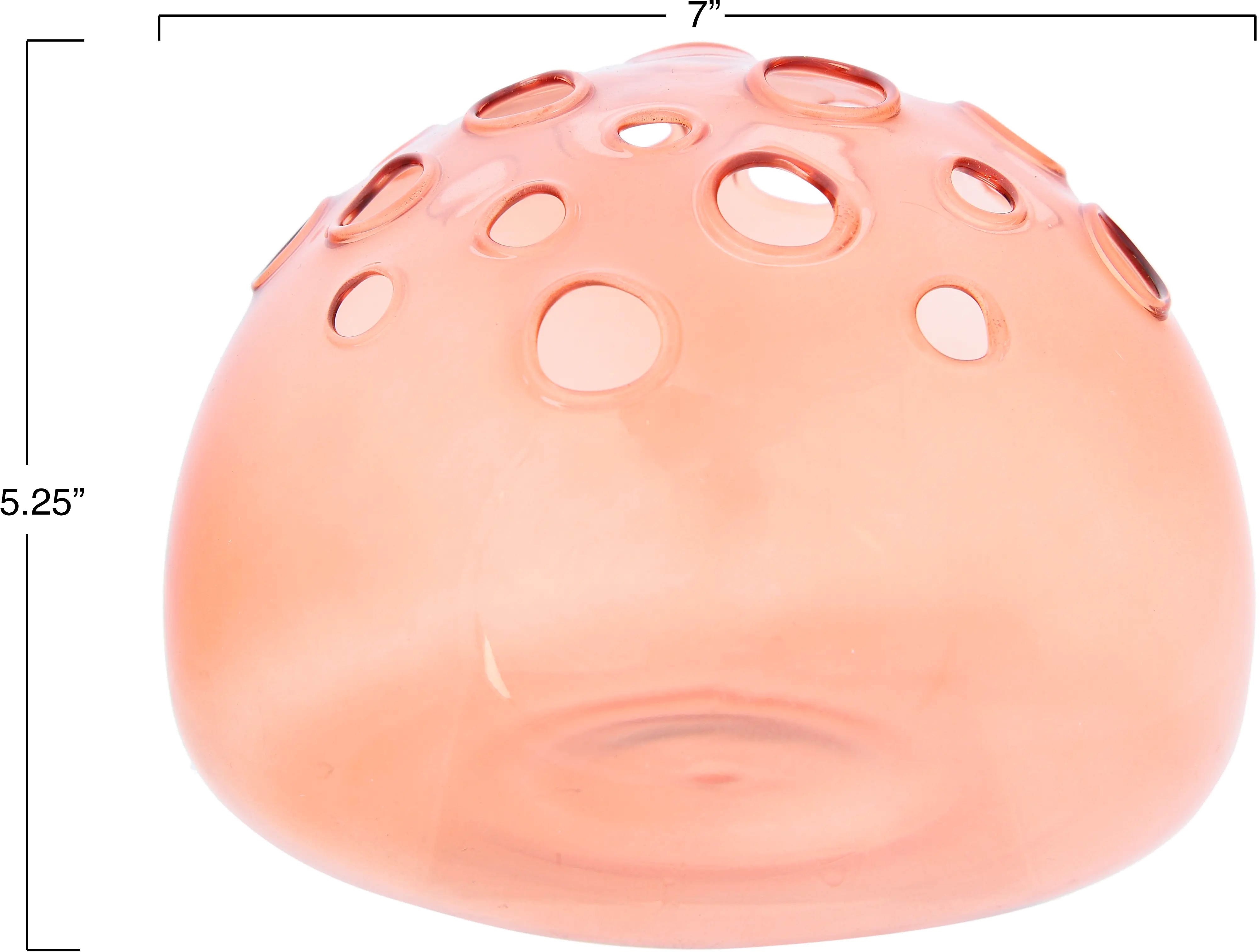 7 Inch Round Persimmon Glass Flower Frog Vase-3