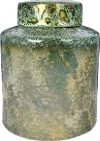 10 Inch Iridescent Green Ginger Jar with Reactive Glaze