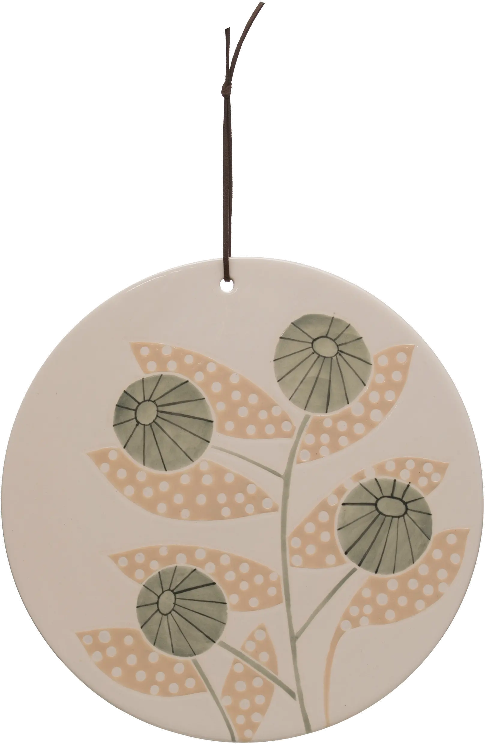 10 Inch Round Off White Stoneware Cheese-Cutting Board-1