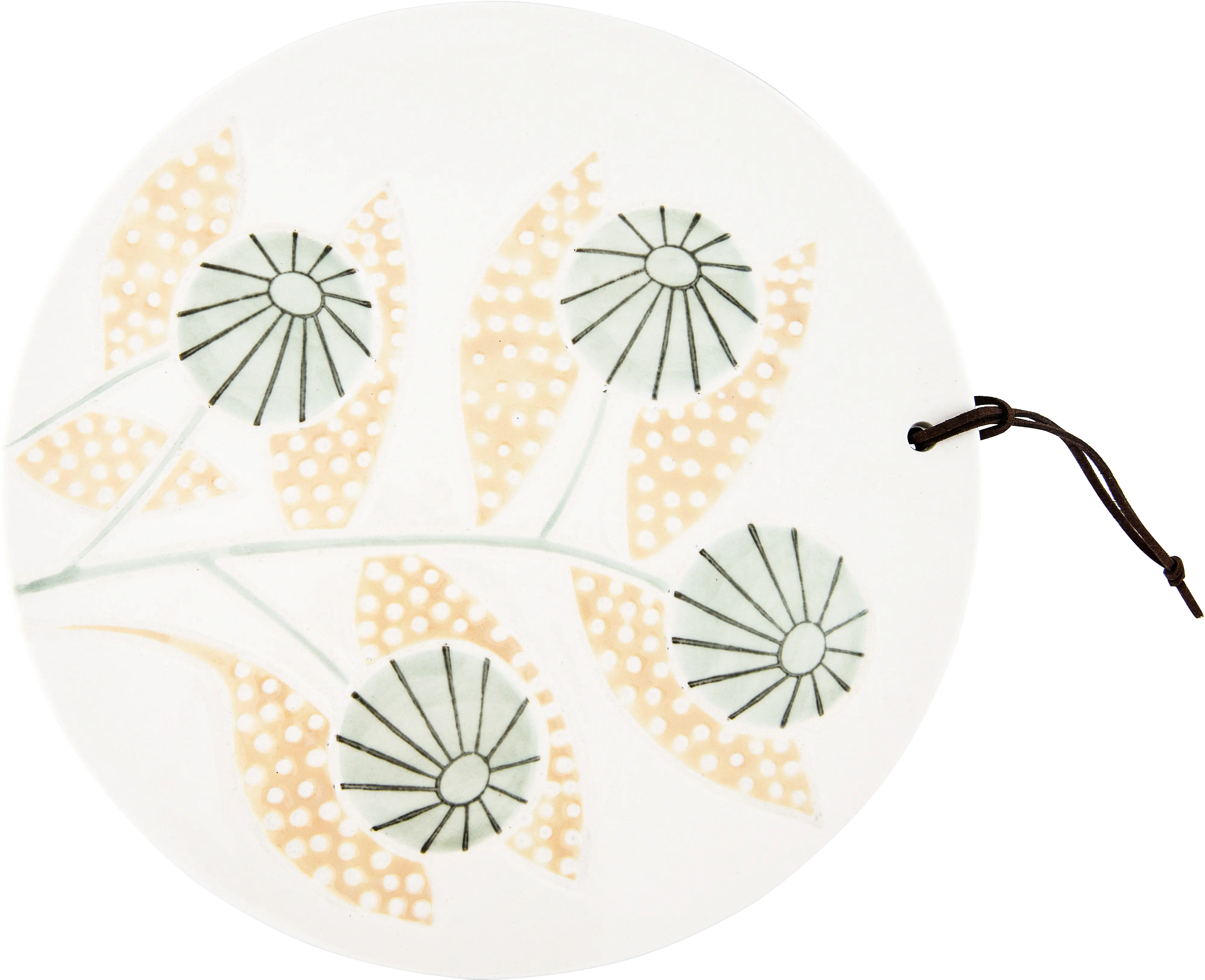10 Inch Round Off White Stoneware Cheese-Cutting Board-2