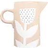 Clearance Pink Stoneware Pitcher with Hand Painted Flower