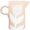 Pink Stoneware Pitcher with Hand Painted Flower