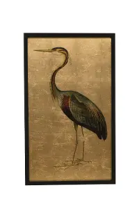 Gold Foil Heron Wood Framed Wall Art