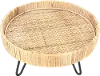 Clearance Decorative Woven Rattan Pedestal with Metal Feet