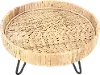Decorative Woven Rattan Pedestal with Metal Feet