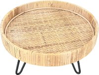 Decorative Woven Rattan Pedestal with Metal Feet
