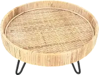 Decorative Woven Rattan Pedestal with Metal Feet
