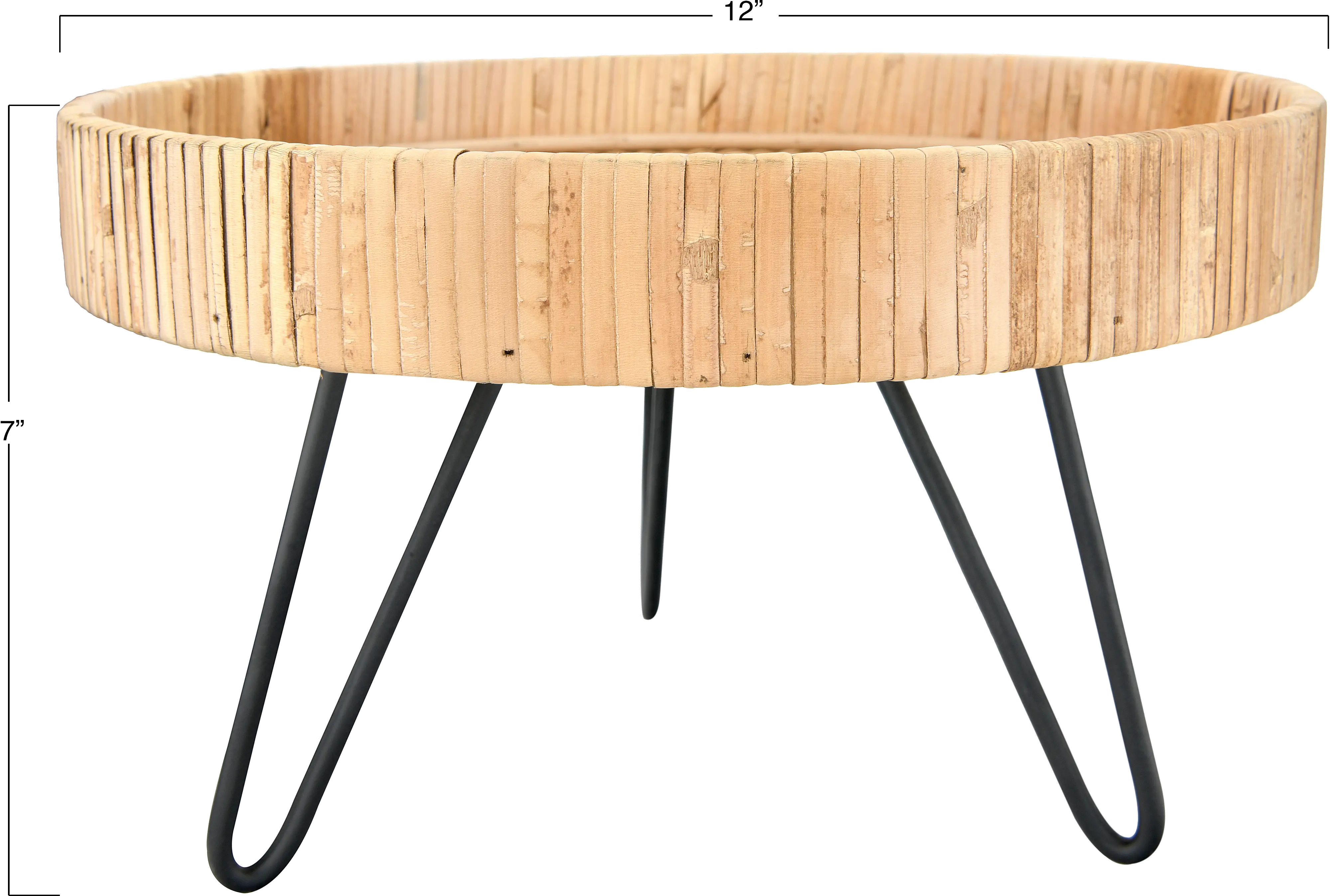 Decorative Woven Rattan Pedestal with Metal Feet-5