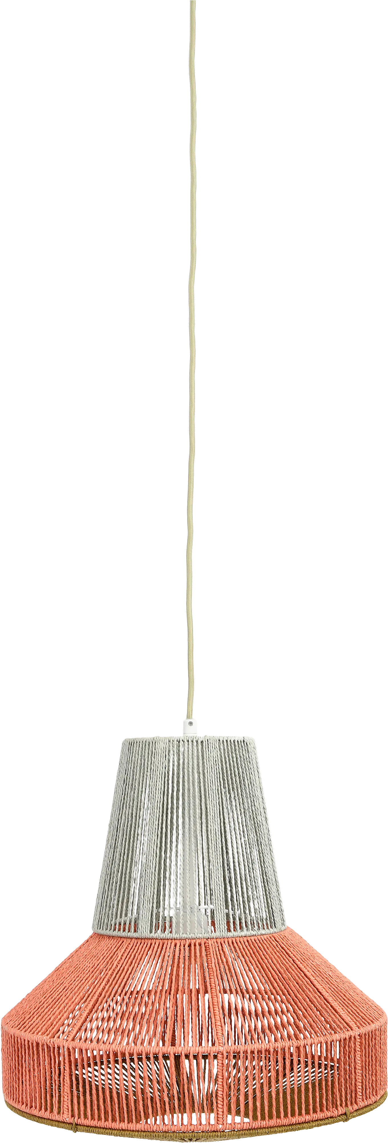 Gray and Salmon Two Tone Cotton String Pendant Lamp-1