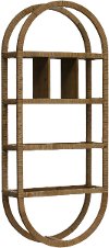 Wrapped Rattan Oval Wall Shelf with 6 Compartments