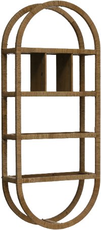 Wrapped Rattan Oval Wall Shelf with 6 Compartments