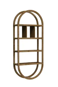 Wrapped Rattan Oval Wall Shelf with 6 Compartments