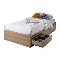 10591 Rustic Oak Twin Mate's Bed with 3 Drawers - Step One