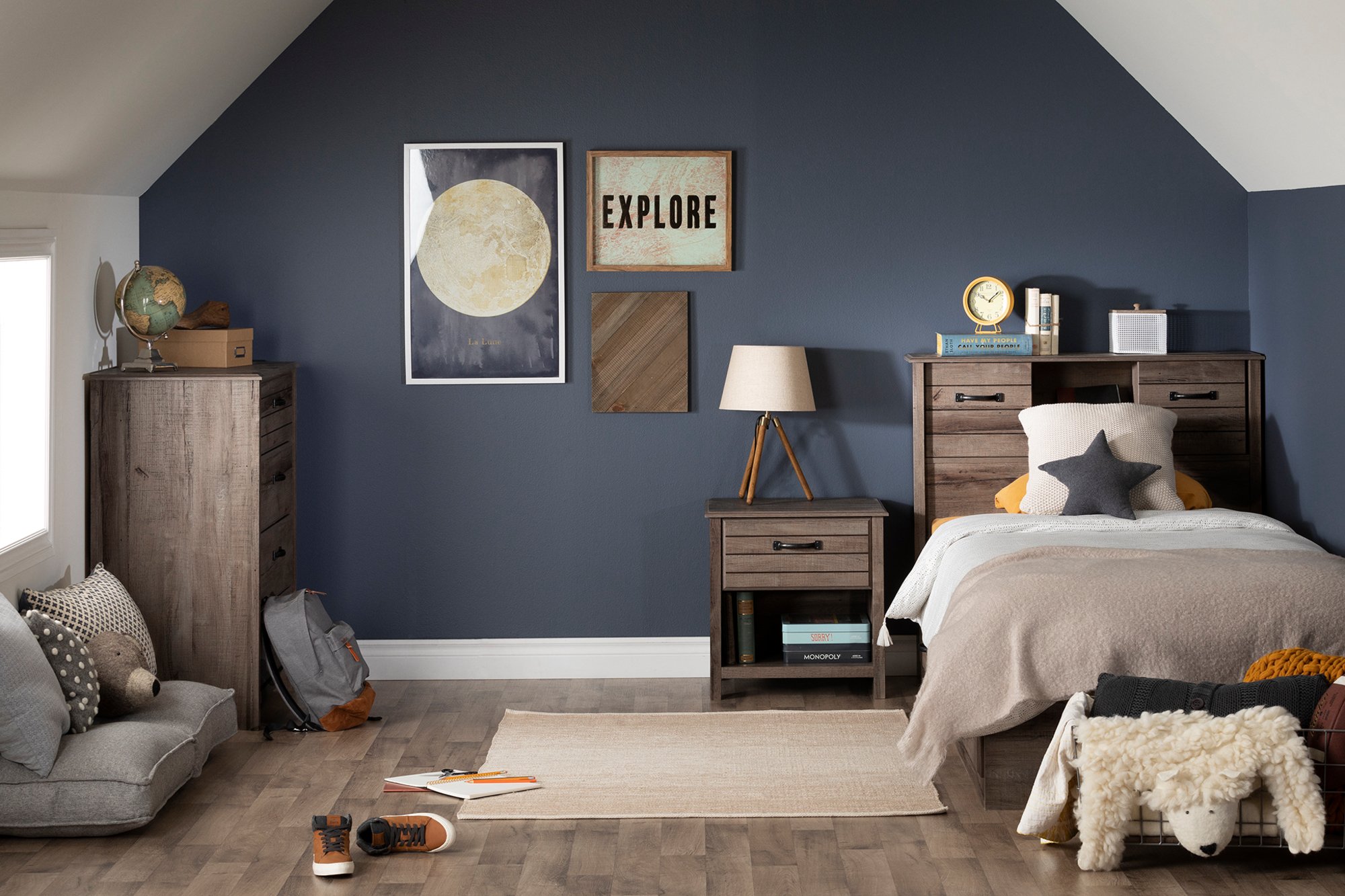 11911 Fall Oak Twin Mates Bed with 3 Drawers - Ulysses-2
