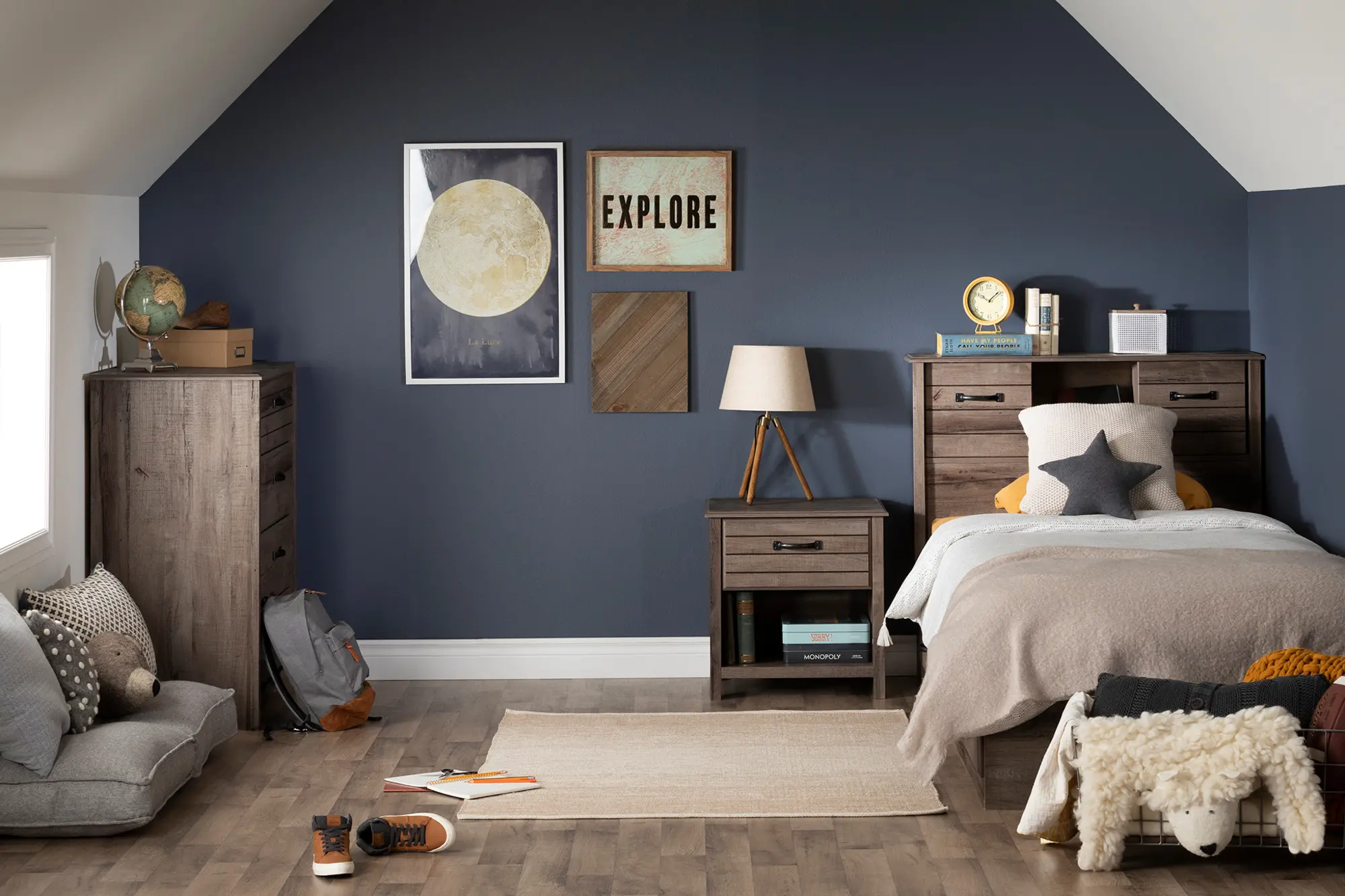 11911 Ulysses Brown Oak Twin 3-Drawer Mates Bed-2