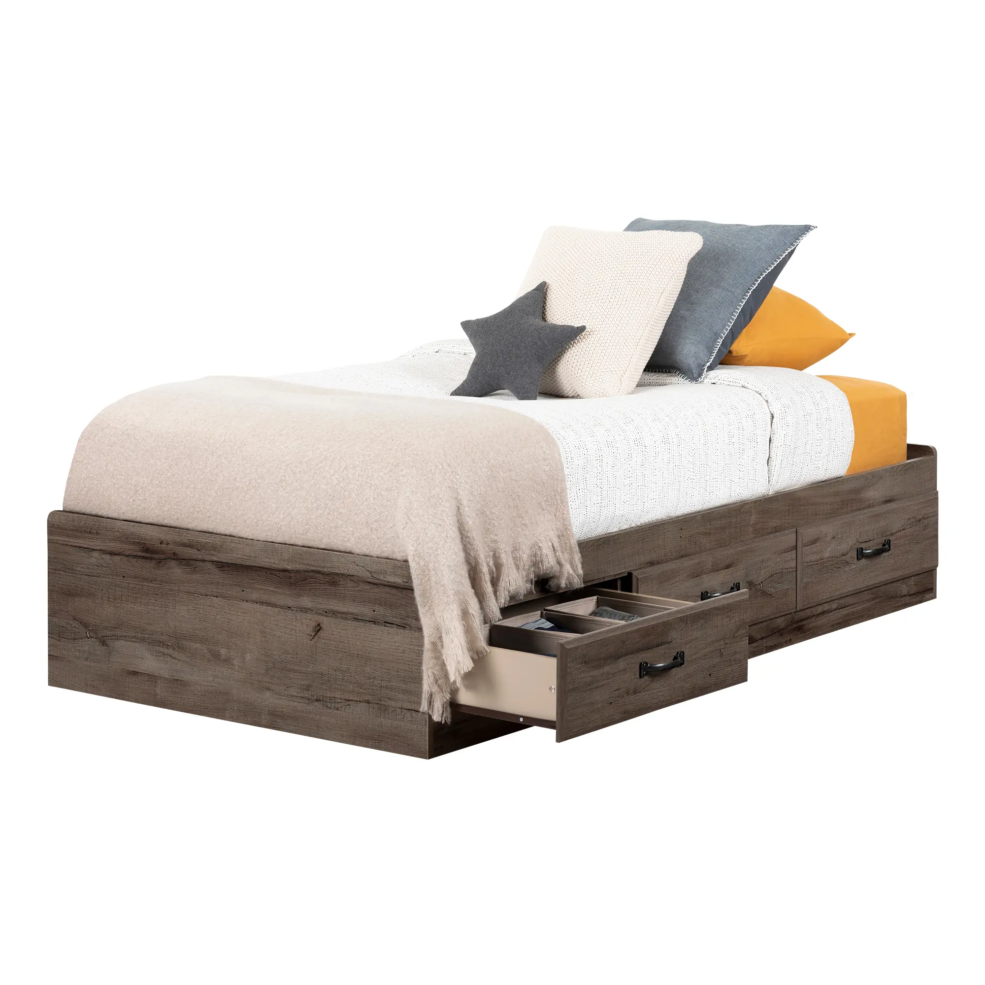 11911 Ulysses Brown Oak Twin 3-Drawer Mates Bed-3